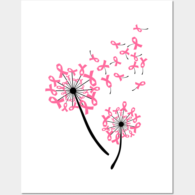 World Breast cancer Awareness Dandelion Awesome Wall Art by Terryeare